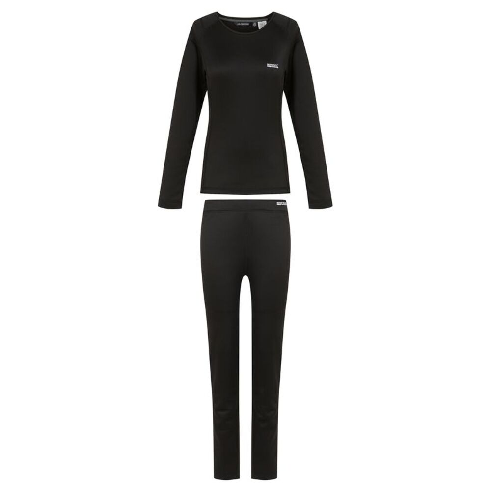 Regatta Womens/Ladies Plain Thermal Base Layer Set / Black